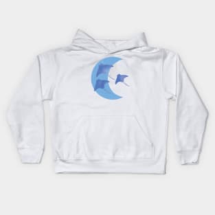 Cownose Rays Crescent Moon - Blue Kids Hoodie